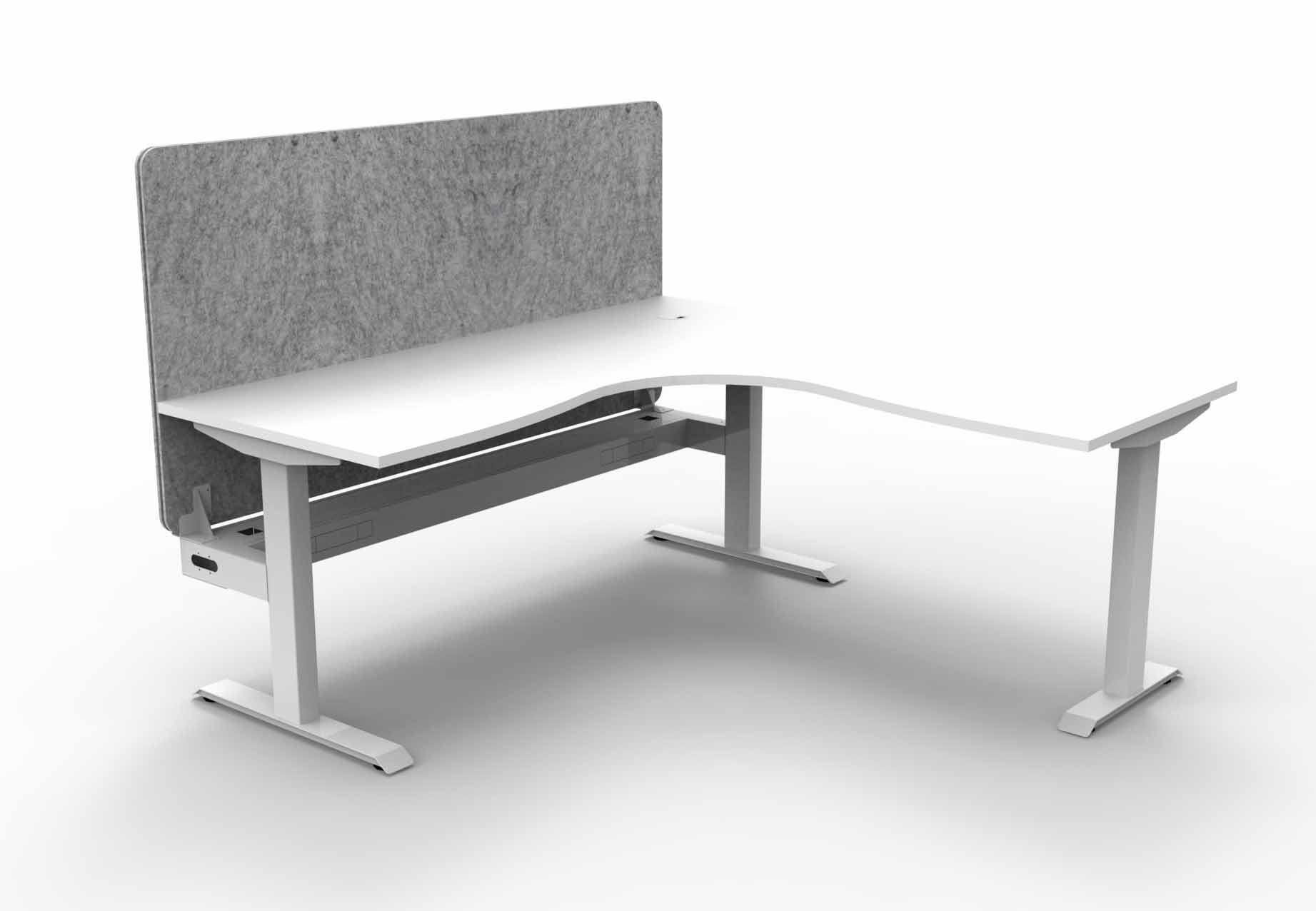 Boost Static Corner Workstation with Cable Tray and Eco Screen